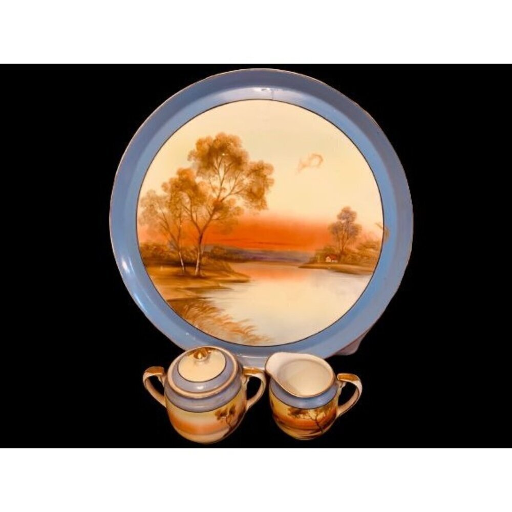 Tree in the Meadow Fine China by Noritake  - Large 12" Plate, Creamer & Sugar Se